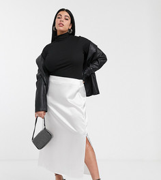 Атласная фактурная юбка мидакси Glamorous Curve-Кремовый