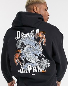 Худи oversized с принтом \"Osaka Тiger\" ASOS DESIGN-Черный