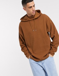 Худи oversized коричневого цвета с разрезами по бокам ASOS DESIGN-Коричневый