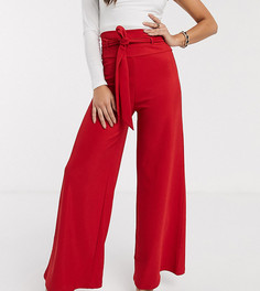 Широкие брюки с поясом ASOS DESIGN Petite-Красный