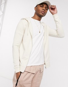 Бежевый обтягивающий худи на молнии ASOS DESIGN