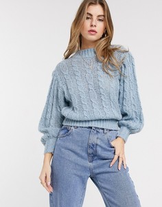 Джемпер с узором \"косичка\" ASOS DESIGN-Синий