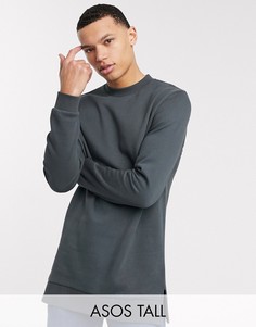 Черный свитшот с разрезами на нижней кромке ASOS DESIGN Tall-Серый