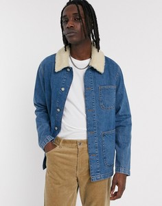 Синяя джинсовая куртка со съемным воротником \"борг\" ASOS DESIGN-Синий