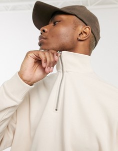 Бежевый oversize-свитшот с молнией ASOS DESIGN