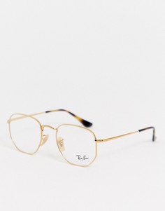 Круглые очки с прозрачными стеклами Ray-Ban 0RX6448-Золотой
