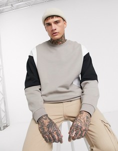 Oversized-свитшот колор блок ASOS DESIGN-Бежевый