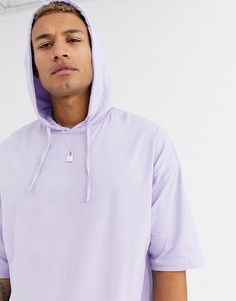 Oversized-худи из тонкого трикотажа фиолетового цвета с рукавами до локтя ASOS DESIGN-Фиолетовый