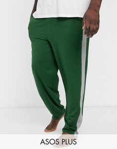 Пижамные брюки цвета хаки с серыми вставками по бокам ASOS DESIGN PLUS-Зеленый