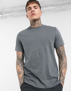Выбеленная черная футболка из органического материала с круглым вырезом ASOS DESIGN-Серый