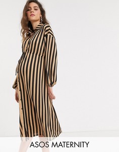 Платье-рубашка в полоску ASOS DESIGN Maternity-Мульти