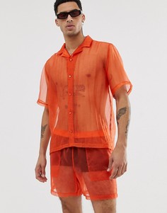 Оранжевая фестивальная оversize-рубашка из прозрачной органзы ASOS DESIGN-Оранжевый