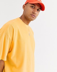 Желтая oversize-футболка из органического хлопка пике с круглым вырезом ASOS DESIGN-Желтый