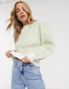Джемпер из переработанных материалов с узором ASOS DESIGN-Зеленый