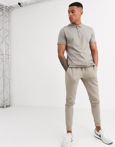 Бежевое трикотажное поло из органического хлопка ASOS DESIGN-Бежевый