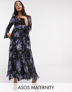 Платье макси с запахом и цветочным принтом ASOS DESIGN Maternity-Мульти