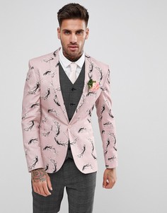 Розовый облегающий блейзер с принтом ASOS