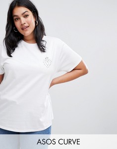 Футболка с принтом в виде сердца ASOS DESIGN Curve-Белый