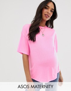 Розовая выбеленная oversize-футболка ASOS DESIGN Maternity-Розовый