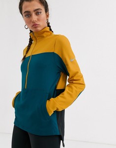 Лонгслив колор блок на молнии Nike Running-Мульти