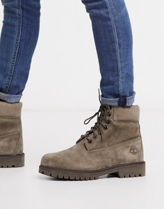 Премиум-ботинки из нубука оливкового цвета Timberland 6-Зеленый