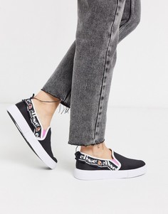 Черные кеды-слипоны с логотипом Ellesse-Черный
