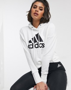 Худи белого цвета с логотипом adidas-Белый