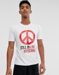 Белая футболка с принтом Love Moschino-Белый