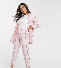 Розовые узкие брюки в клетку ASOS DESIGN Petite-Мульти