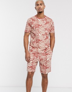Пижамные шорты и футболка с принтом ASOS DESIGN-Мульти