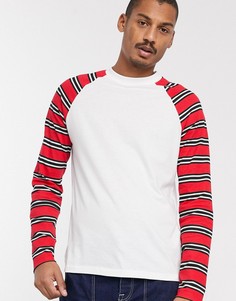 Лонгслив из органического хлопка с контрастными рукавами реглан ASOS DESIGN-Белый