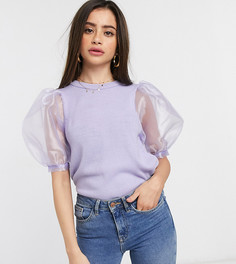 Джемпер с рукавами из органзы ASOS DESIGN Petite-Фиолетовый