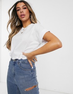 Белая укороченная футболка с отворотами на рукавах ASOS DESIGN-Белый