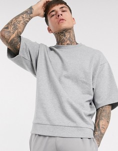 Серый oversize-свитшот с короткими рукавами ASOS DESIGN