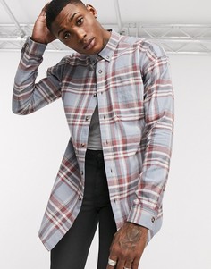 Синяя oversized-рубашка в клетку с заниженной линией плеч ASOS DESIGN-Синий
