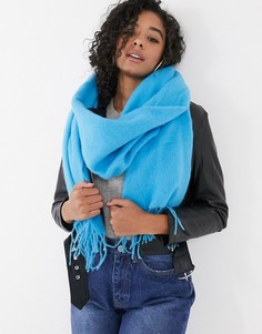 Синий мягкий длинный шарф с кисточками ASOS DESIGN