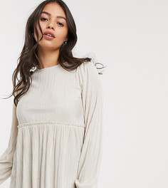 Светло-коричневый плиссированный топ ASOS DESIGN Petite