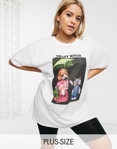 Футболка oversized с принтом New Girl Order Curve-Белый