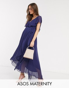 Платье макси с разрезами на рукавах и завязками на плечах ASOS DESIGN Maternity-Мульти