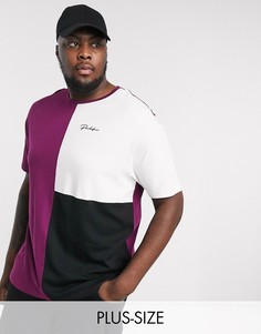 Розовая футболка в стиле колор блок River Island big & tall-Белый