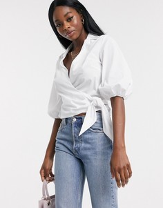 Белая рубашка с запахом Miss Selfridge-Белый