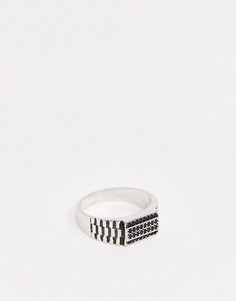Серебристое кольцо с черными и прозрачными камнями ASOS DESIGN-Серебряный