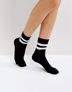 Носки в рубчик с полосками ASOS DESIGN-Черный