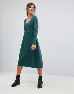 Свободное платье миди с планкой на пуговицах ASOS-Зеленый