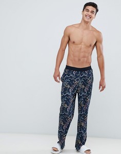 Пижамные штаны прямого кроя из органического хлопка ASOS DESIGN-Темно-синий