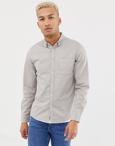 Серая приталенная джинсовая рубашка ASOS DESIGN-Серый