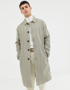 Хлопковый тренч в клетку Selected Homme-Бежевый