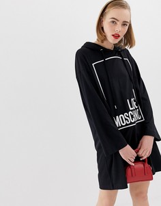 Платье с капюшоном и логотипом Love Moschino-Черный