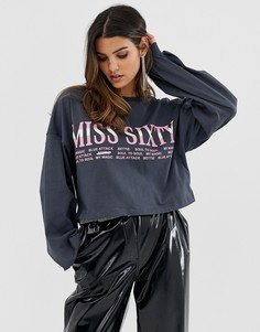 Укороченная футболка с логотипом Miss Sixty-Серый