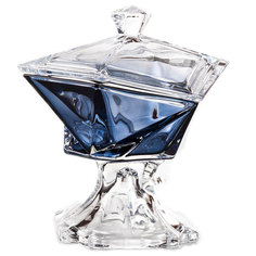 Конфетница на ножке с крышкой Crystalite Bohemia 23,5см, цвет серый